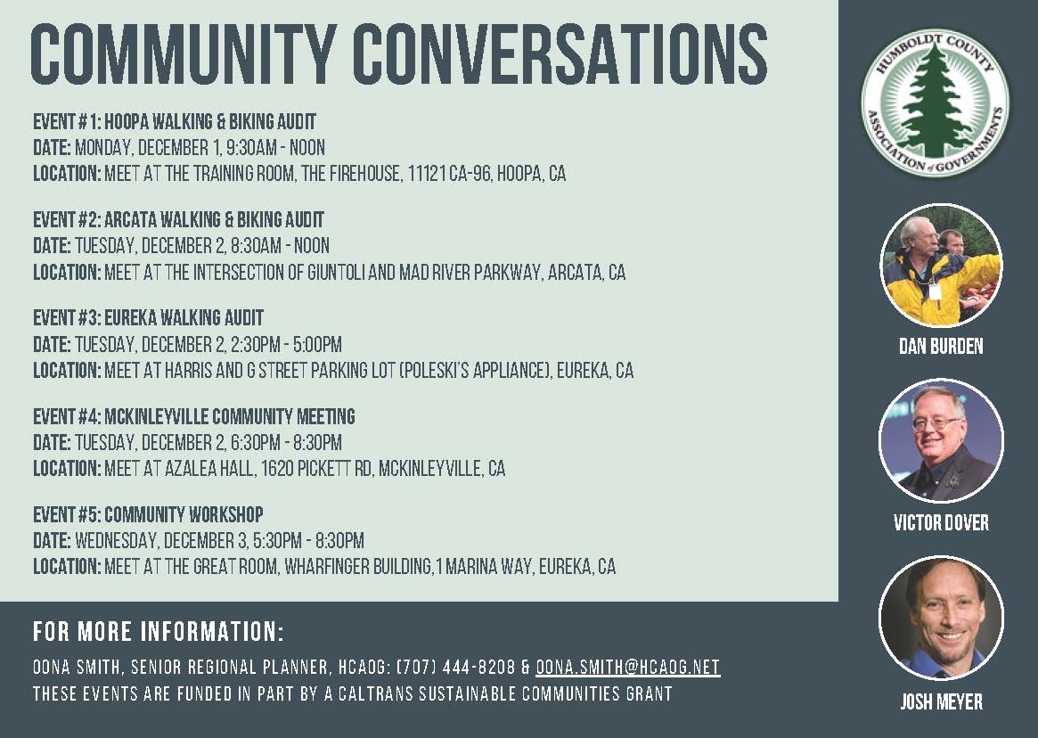 Community Conversations: list of events, duplicated in text below.